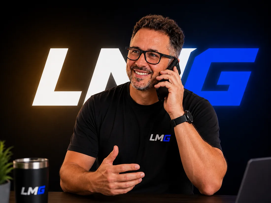 Jason Andrews on the phone with a client